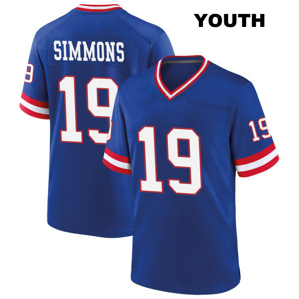 Stitched Isaiah Simmons New York Giants Youth Number 19 Classic Blue Game Football Jersey