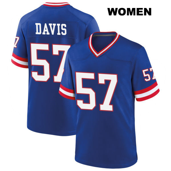 Jarrad Davis New York Giants Womens Stitched Number 57 Classic Blue Game Football Jersey