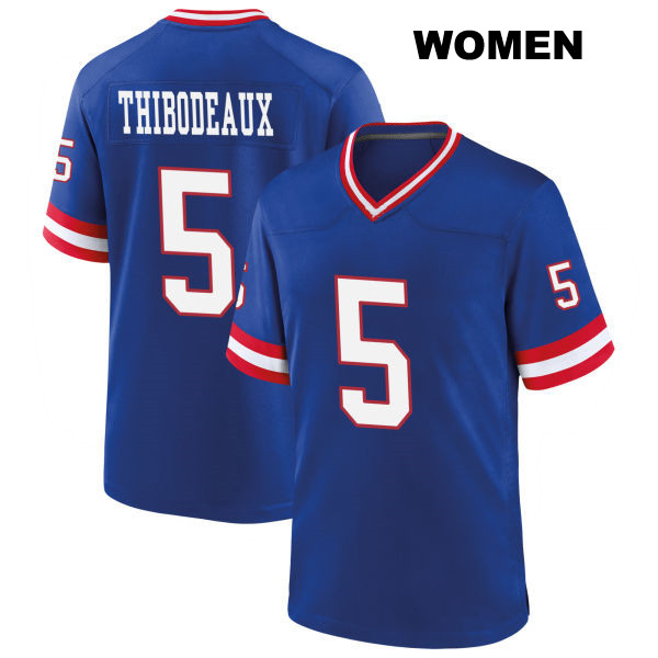 Stitched Kayvon Thibodeaux New York Giants Classic Womens Number 5 Blue Game Football Jersey