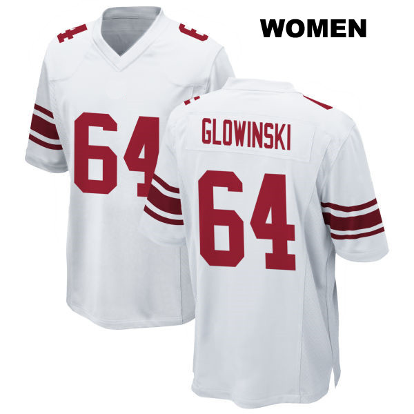 Mark Glowinski Away New York Giants Womens Number 64 Stitched White Game Football Jersey
