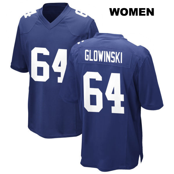 Home Mark Glowinski Stitched New York Giants Womens Number 64 Royal Game Football Jersey