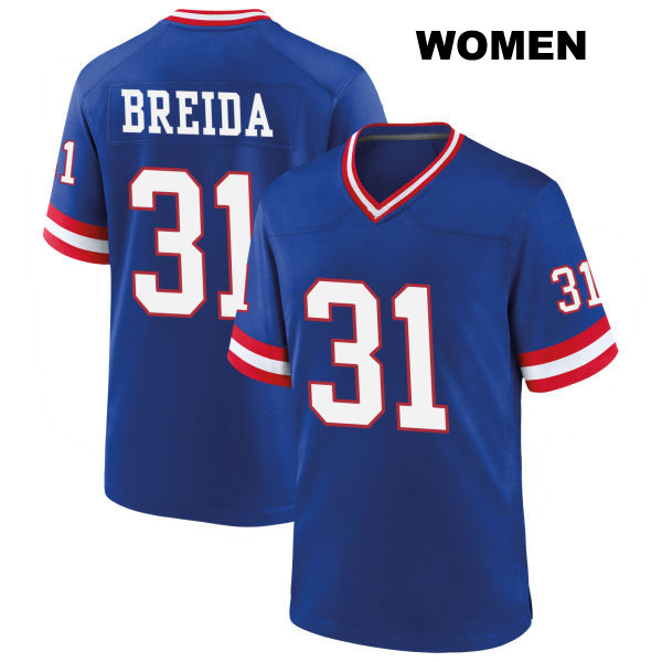 Matt Breida New York Giants Womens Classic Number 31 Stitched Blue Game Football Jersey