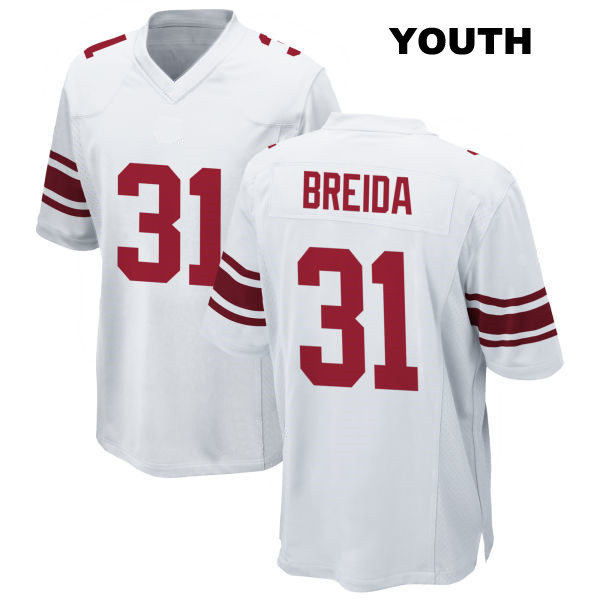 Matt Breida Away New York Giants Youth Number 31 Stitched White Game Football Jersey