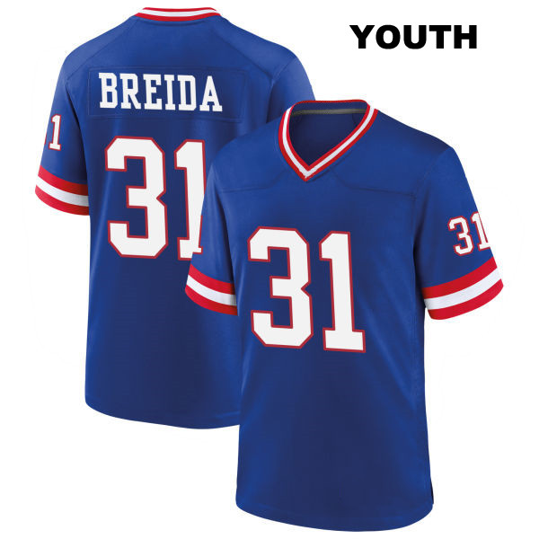 Matt Breida Stitched New York Giants Classic Youth Number 31 Blue Game Football Jersey