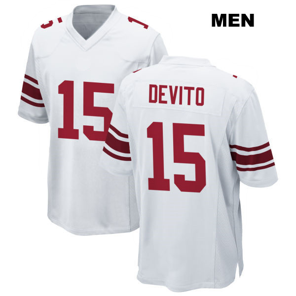 Tommy DeVito Stitched New York Giants Mens Number 15 Away White Game Football Jersey
