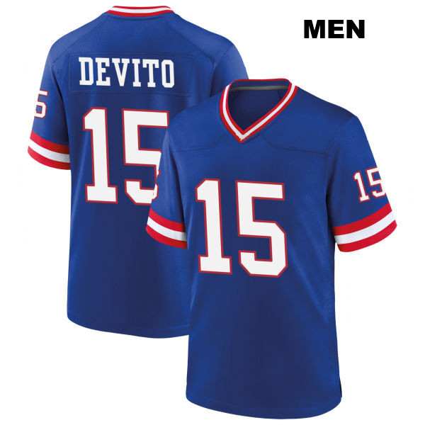 Tommy DeVito Classic Stitched New York Giants Mens Number 15 Blue Game Football Jersey