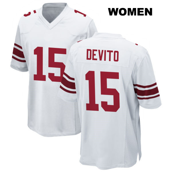 Tommy DeVito New York Giants Womens Away Number 15 Stitched White Game Football Jersey