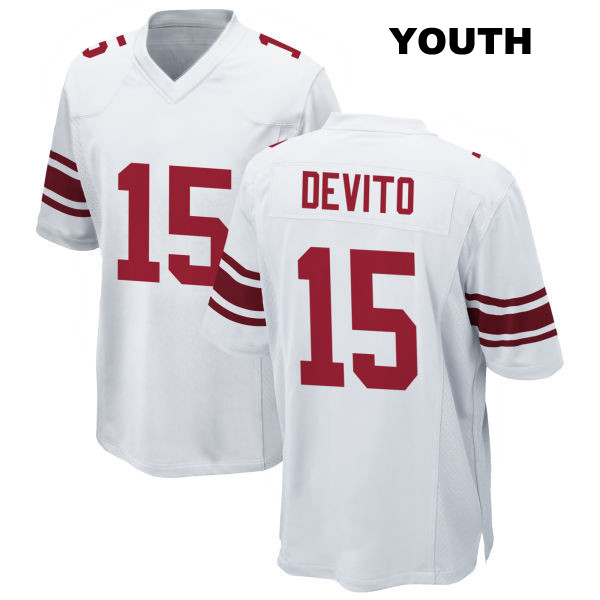 Tommy DeVito Away New York Giants Stitched Youth Number 15 White Game Football Jersey