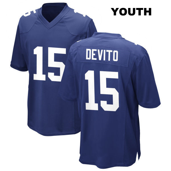 Tommy DeVito Stitched New York Giants Youth Home Number 15 Royal Game Football Jersey