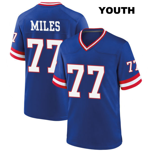 Joshua Miles Stitched New York Giants Youth Number 77 Classic Blue Game Football Jersey