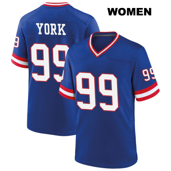 Cade York New York Giants Stitched Womens Number 99 Classic Blue Game Football Jersey