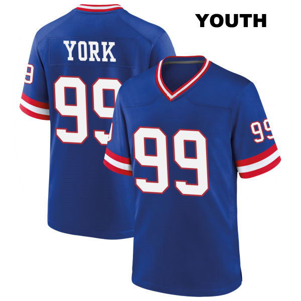 Classic Cade York Stitched New York Giants Youth Number 99 Blue Game Football Jersey