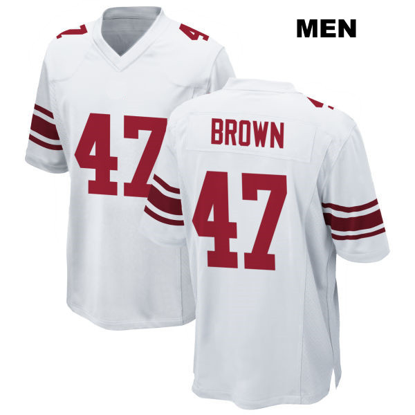 Cam Brown Stitched New York Giants Away Mens Number 47 White Game Football Jersey