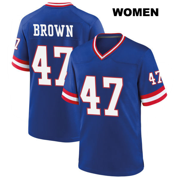 Classic Cam Brown Stitched New York Giants Womens Number 47 Blue Game Football Jersey
