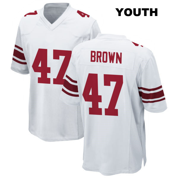 Cam Brown New York Giants Youth Stitched Number 47 Away White Game Football Jersey