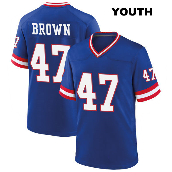 Cam Brown New York Giants Youth Classic Stitched Number 47 Blue Game Football Jersey