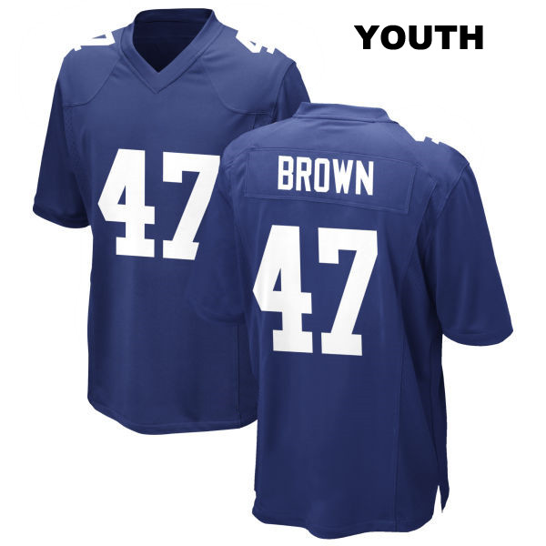 Cam Brown Home New York Giants Youth Number 47 Stitched Royal Game Football Jersey