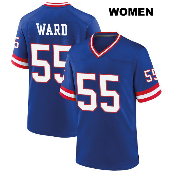 Classic Jihad Ward Stitched New York Giants Womens Number 55 Blue Game Football Jersey