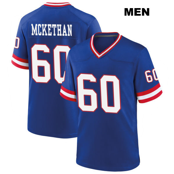 Marcus McKethan New York Giants Classic Mens Stitched Number 60 Blue Game Football Jersey