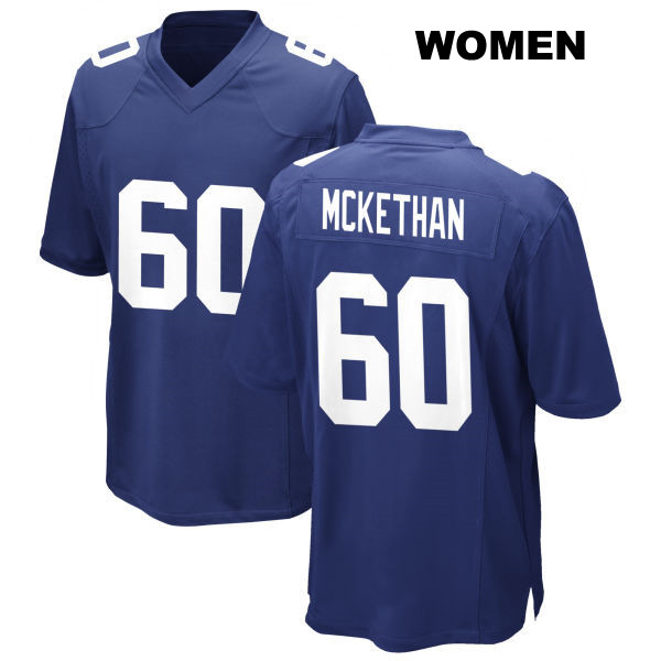 Marcus McKethan New York Giants Womens Home Number 60 Stitched Royal Game Football Jersey