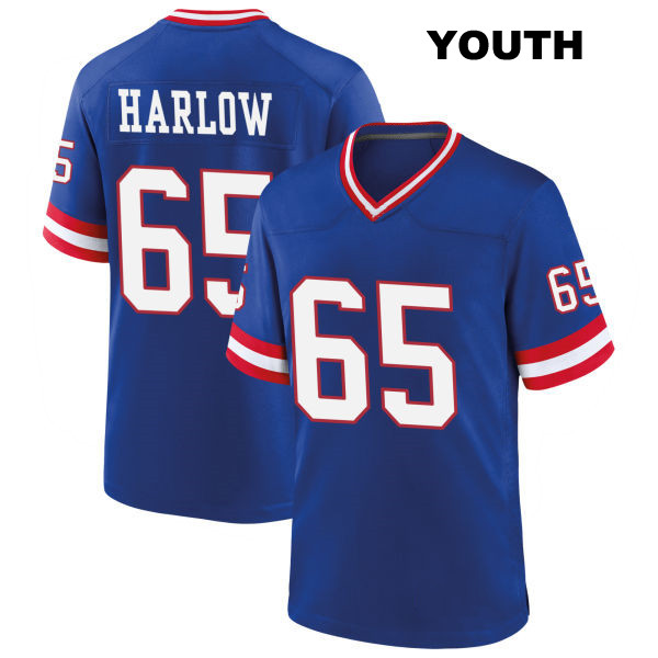 Sean Harlow Classic New York Giants Stitched Youth Number 65 Blue Game Football Jersey