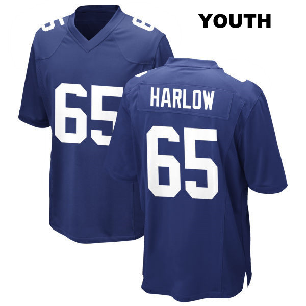 Sean Harlow New York Giants Youth Number 65 Home Stitched Royal Game Football Jersey